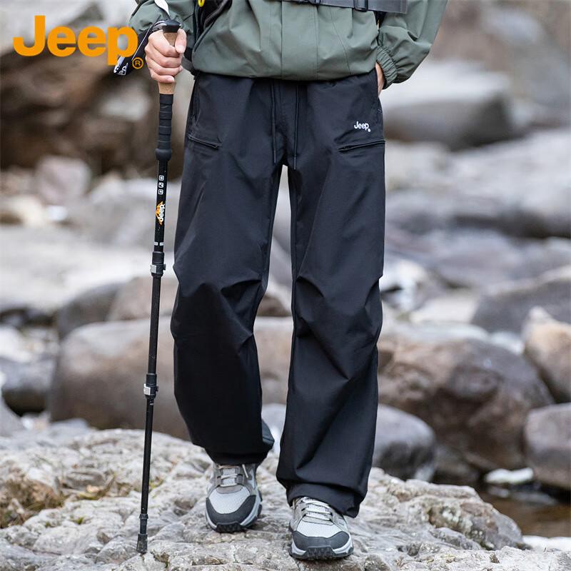 Jeep JEEP Men's Work Pants Autumn Winter Casual Paratrooper Sports Outdoor Trousers Black L