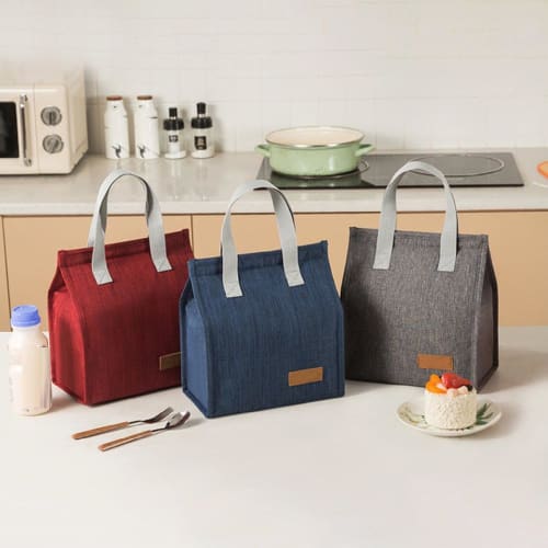 Large Capacity Insulated Lunch Bag, Handbag, Thick Insulated Lunch Tote Bag, Foldable, Washable, Reusable, Leak-Proof, for Kids, Commuting, School, Pi