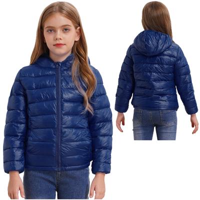 Jungen Mädchen Langarm Kapuzenpullover Stil Daunenjacke Einfarbig Reißverschluss Warm Leichte Oberbekleidung