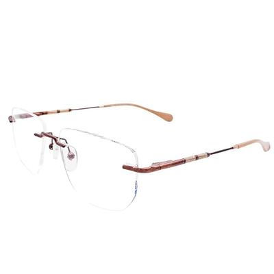 RSINC Rimless Metal Frame Eyeglass Spectacle Optical For Men And Women Brown Cream 12920J 04 53-17-138 | IB -11 Blue OC Brown Cream