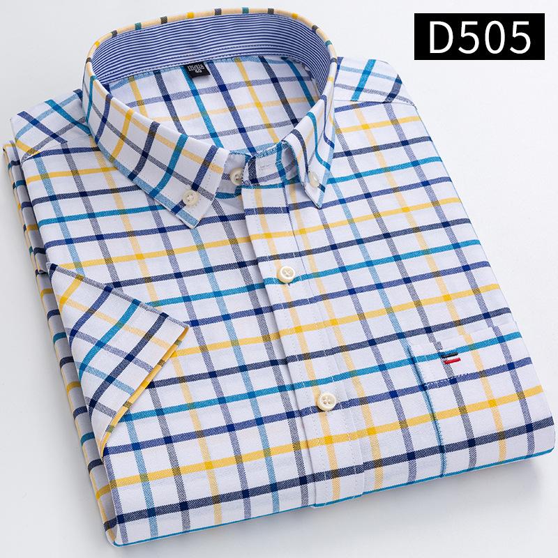 Neues Herren Social Shirt Kurzarm 100% Reine Baumwolle Oxford Weich Geknöpft Kariert Formal Herrenkleidung Tasche Social Shirt S-7XL