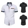 Summer Printed Men's Short Sleeved Shirt Splicing Design Short Sleeved Button Shirt