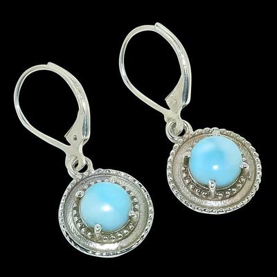 Natural Republic Larimar Gemstone Handmade 925 Solid Silver Earring 1.25" z3W80