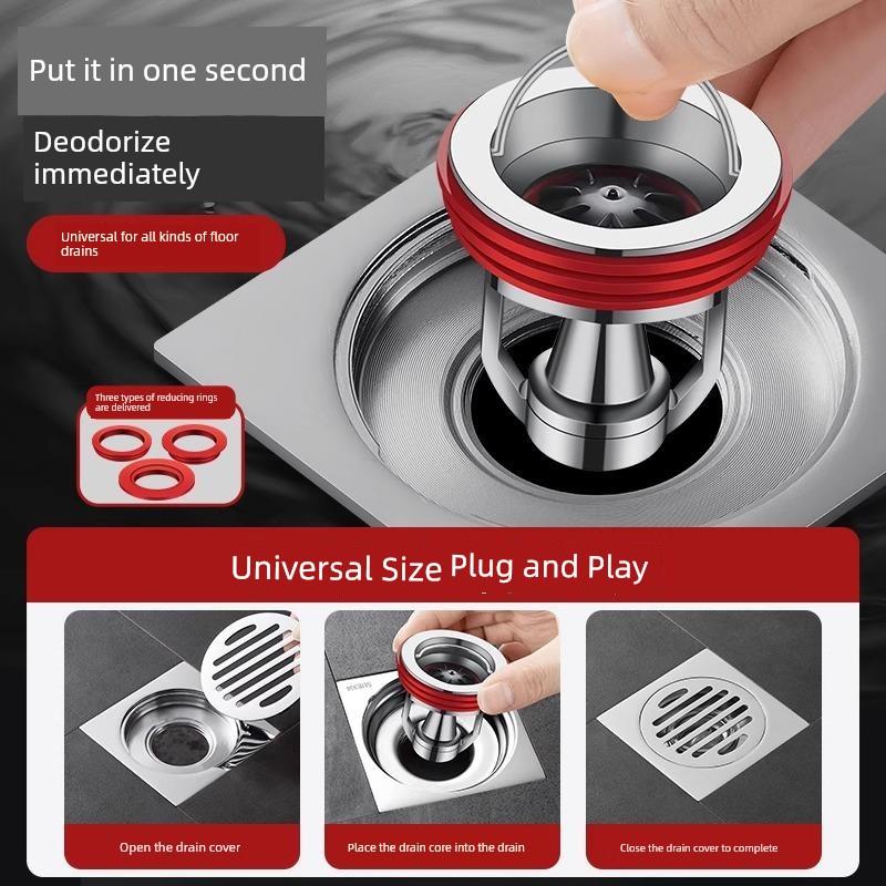 All-Copper Floor Drain Deodorizer, Universal Anti-Odor Device for Bathroom, Inner Core Anti-Backflow Valve, Anti-Odor Gadget for Drain Pipes, Sealing