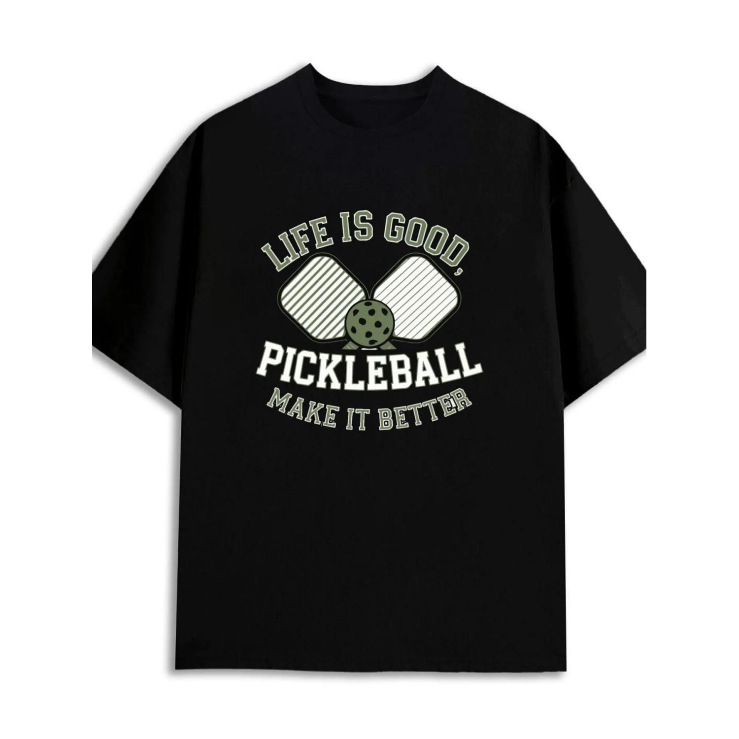 

Pickleball Life Tee _ Funny Humor T-Shirt 100% Cotton O-Neck Short Sleeve Summer Casual Mens T-shirt Streetwear S чёрный