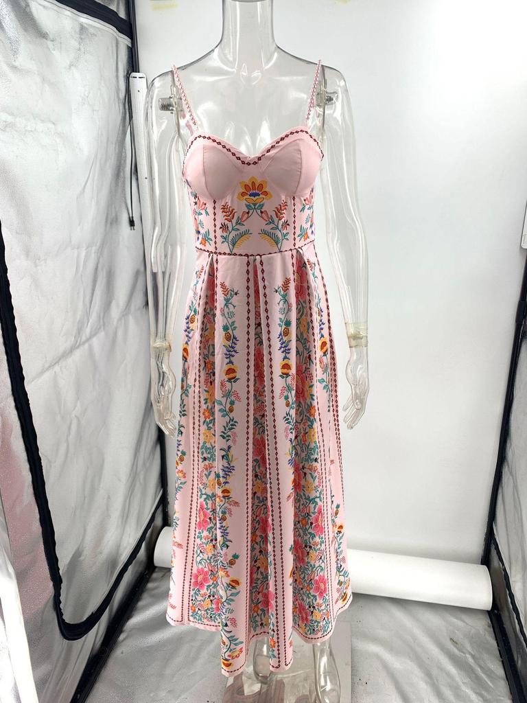 2025 Sexy Strappy Holiday Dress with Beads and Print Design for Women