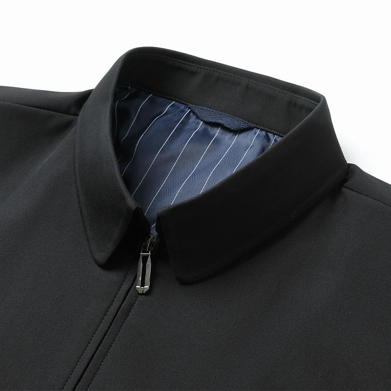Autumn Jacket Business Casual Lapel Jacket Middle-aged and Elderly Simple Style Zipper Men's Executive Jacket