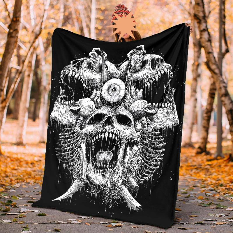 Gotische Totenkopf Flanelldecke Weich Warm Ganzjahresdecke, Design für Camping, Autoreisen, Wandern Sofa, Bett, Büro Perfektes Geschenk für Partys
