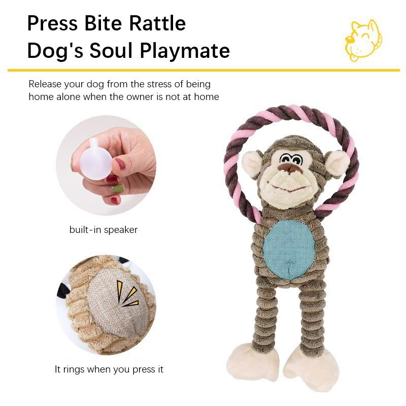 Pet Vocal Chewing Knot Rope Monkey Lion Elephant Plush Toys Dog Grinding Cleaning Cotton Rope Soft Not Hurt Teeth Pet Supplies