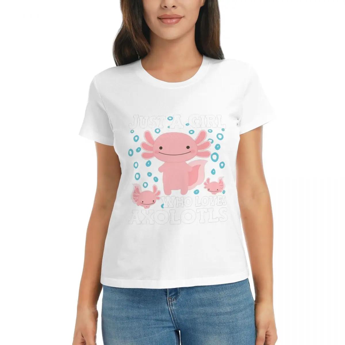 Women TShirt Axolotl Cute Kawaii  Just A Girl Who Love Axolotls Short Sleeve Tees ONeck T Shirts Clothes Tops Streetwear S
