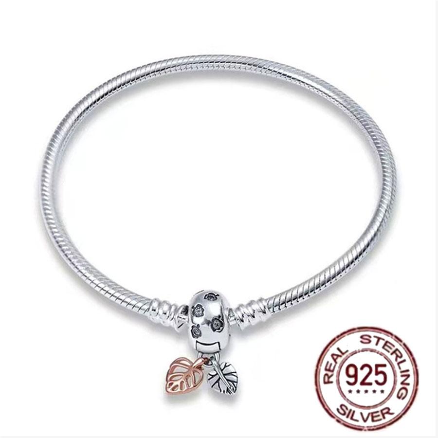 Best-selling 925 Sterling Silver Heart-shaped Crown Snake Bone Chain, Perfect for the Original DlY Bracelet! Ladies' Birthday Fa