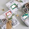 120 Stück Festliche Weihnachtsgeschenkanhänger - Selbstklebende Feiertagsaufkleber, Papieranhänger für Weihnachtsgeschenke, Weihnachtsgeschenkanhänger
