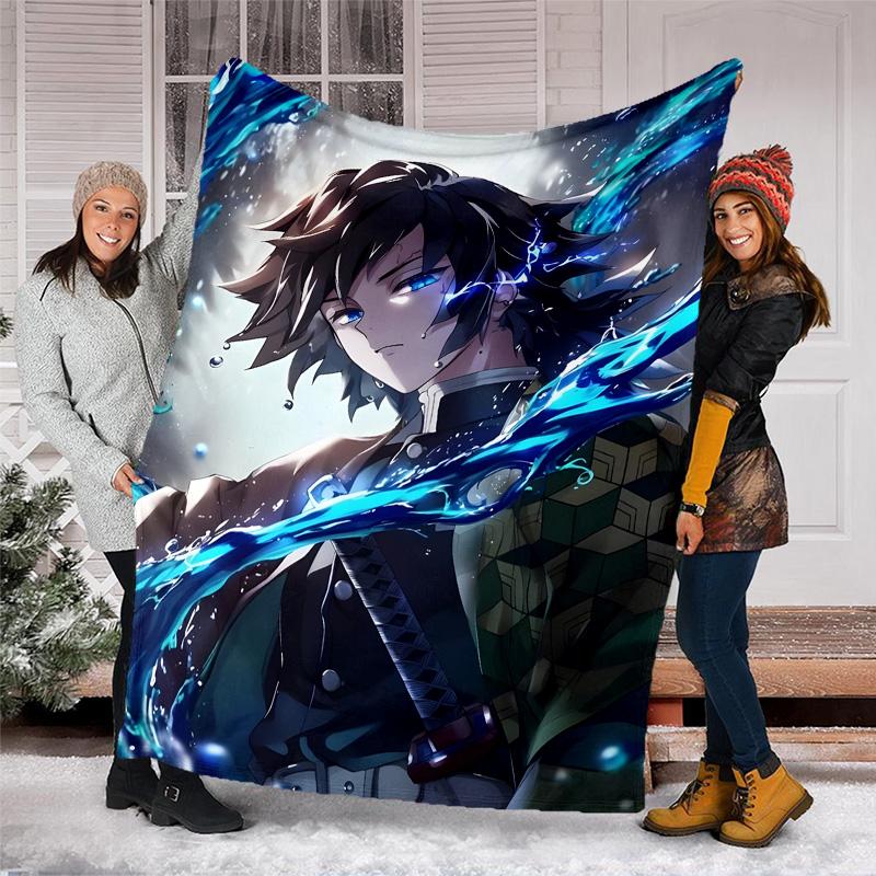 1pc Tomioka Giyuu Theme Blanket - Digital Print, Polyester, Cozy for All Seasons, Perfect for Outdoor, and Travel
