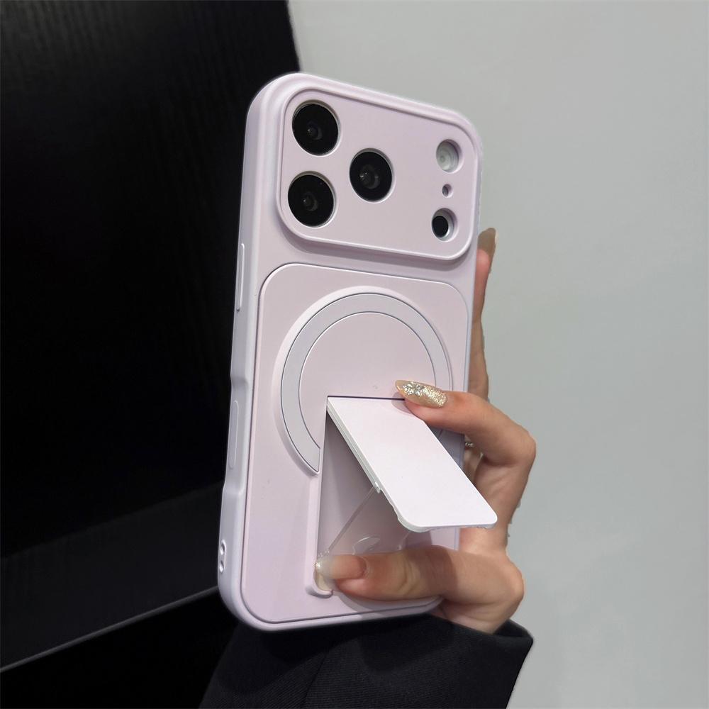 Hidden Folding Stand Magnetic Phone Case for IPhone 17 16 15 14 13 12 11 Pro Max Matte Frosted Shockproof Protection Back Cover