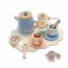 Wooden Tea Set Screenunplugged Toy with Tray Educational Colorful for