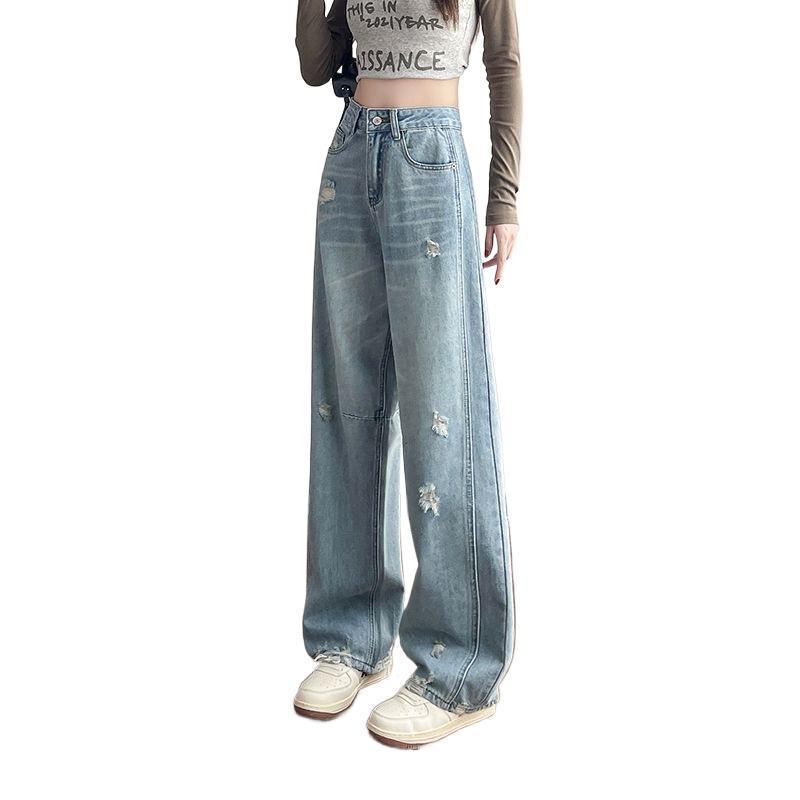 Summer 2026 High Waist Petite Straight Wide Leg Women's Jeans