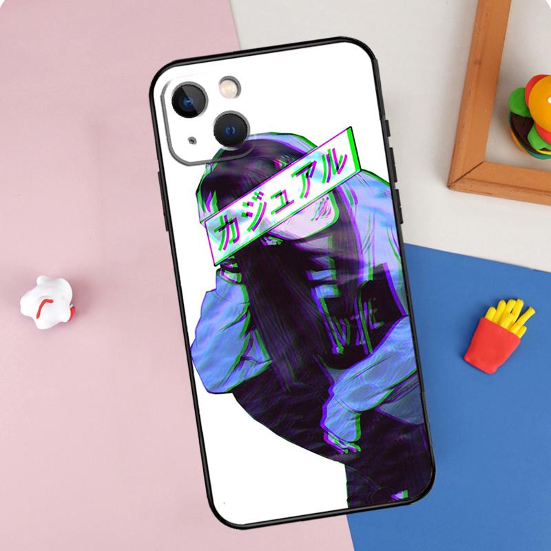 Sad Anime Aesthetic Senpai Phone Case For iPhone 16 Pro Max 11 12 13 14 15 Pro Max Mini XR 16e 15 16 Plus Cover Shell