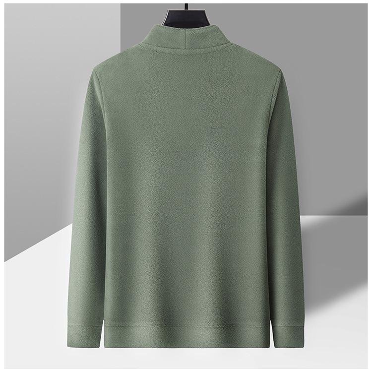 Men's Mid-Age Versatile Plus Velvet Hoodie - Cross2025 Autumn/Winter Pullover with Zipper Collar
