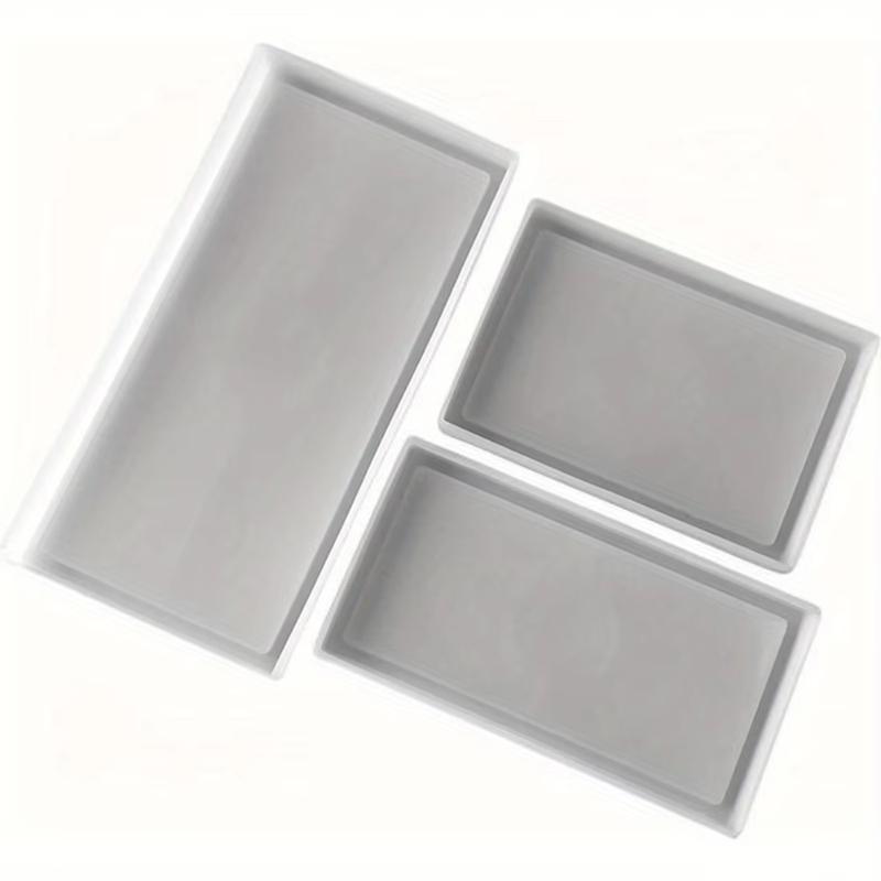 3-pack diy reusable rectangular multi-purpose tray mold, suitable for pottery, concrete, resin and other molds