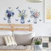 Romantic Purple Flowers Green Plant Vase Butterfly Bedroom Living Room Home Decoration Wall Stickers