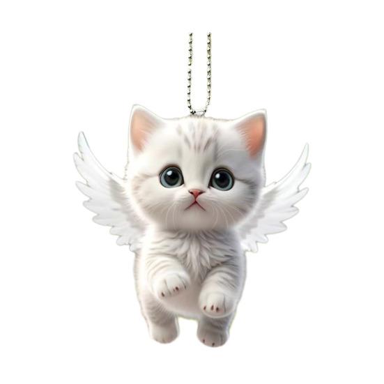Weihnachtsornament Niedliche Katze Hase Auto Rückspiegel Anhänger 2D Flache Acryl Hängeanhänger für Fenster Wand Rucksack Dekor