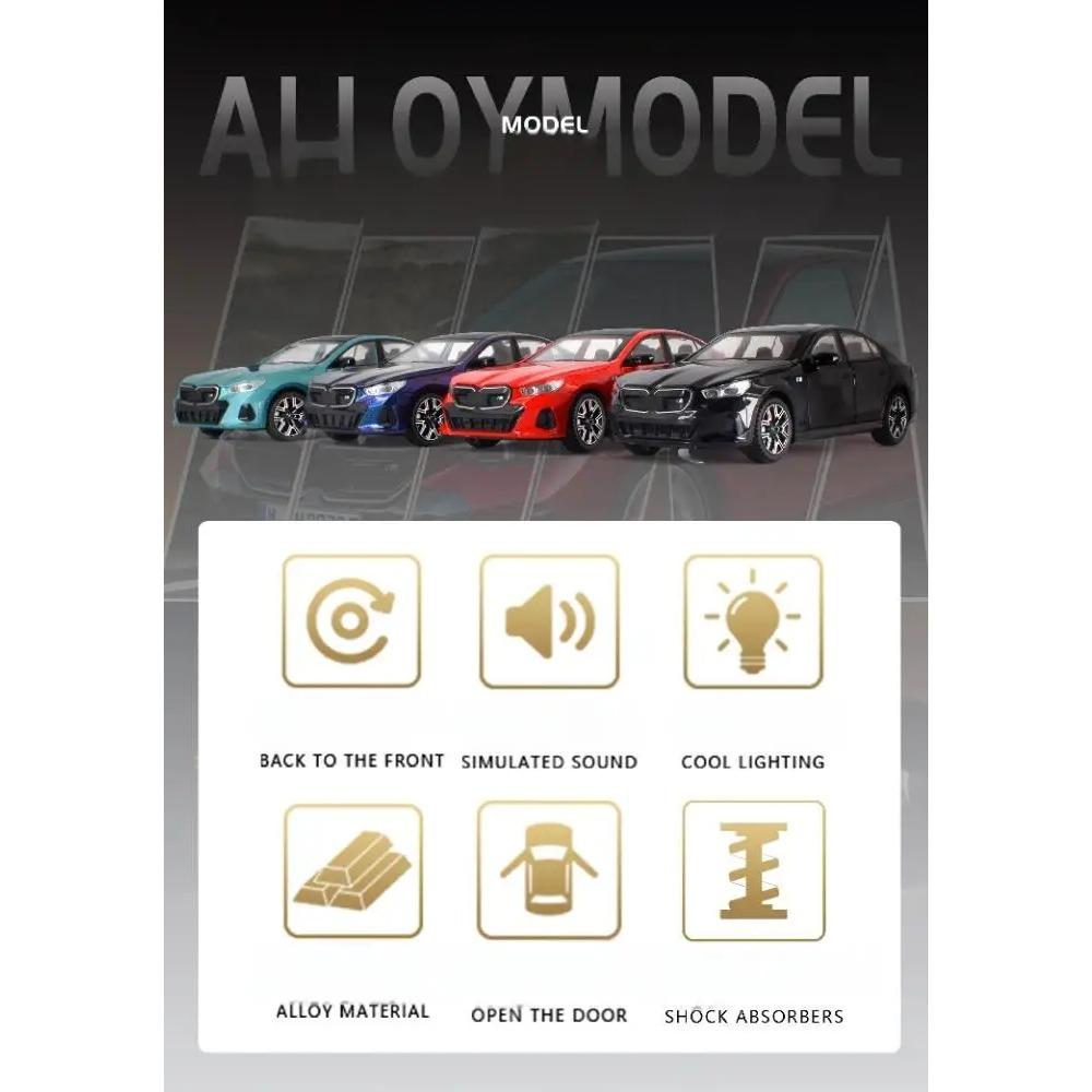 1/24 Scale BMW I5 M60 Xdrive Power Alloy Metal Diecast Model Car Sound and Light Simulation Collection Decorative Trendy Ornament Gift