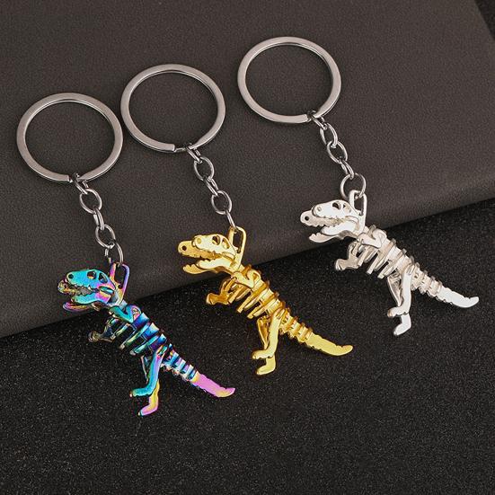 Goth Core Dinosaur Keychain Glow Skull Skeleton with Metal Chain, Y2K Grunge Accessories for Backpack & Keys