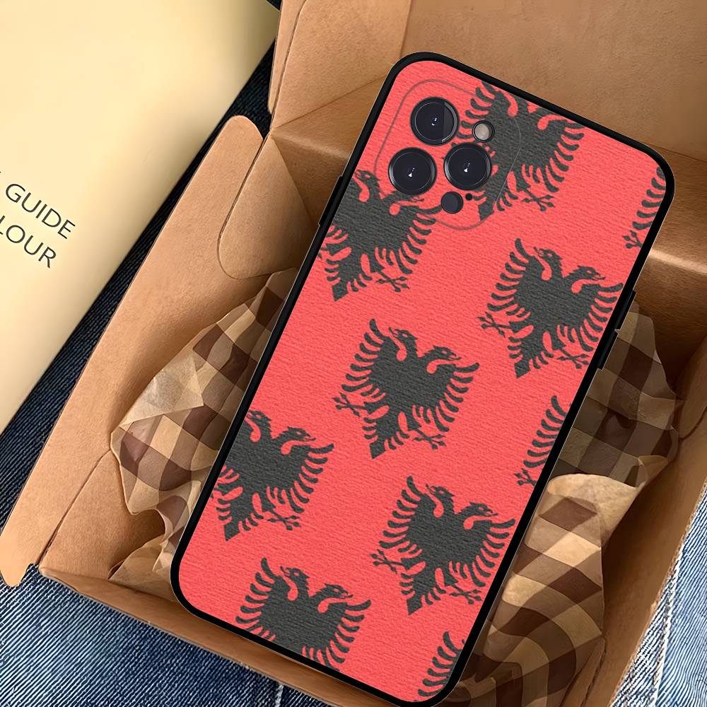 Albania Albanians Flag Phone Case For Iphone 16 15 17 13 14 12 11 Pro Max Plus Black Shell Cover Case