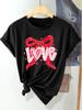 Valentine's Day  LOVE  Letter Red Heart Bow Print Fashion Elegant Women's Spring Summer Autumn Casua