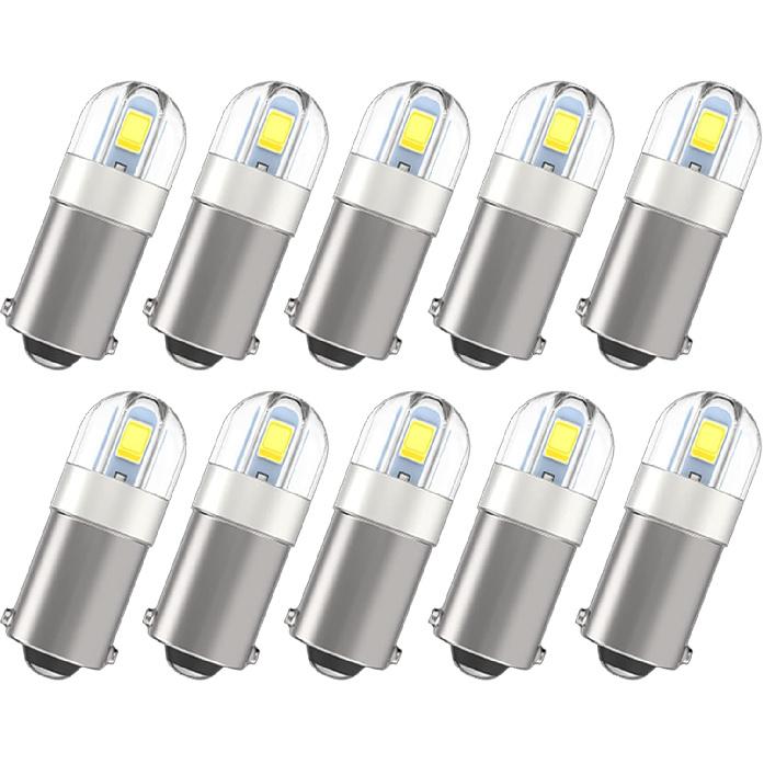 Serundo Auto BA9S Led Car Bulb BA9 1895 1891 53 57 Led Car Bulb, 2SMD 3030Chips 6000K White 47830 64111 3893 LED Car Bulb for Car Interior Dome Map BA9S/BA9/3893-10pcs белый