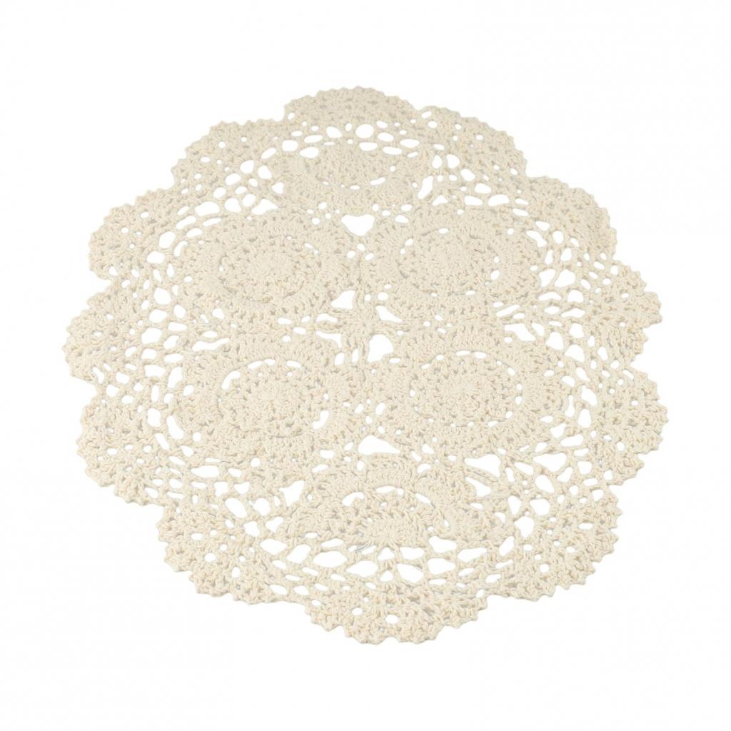 Dining Placemat Decoration Retro Oval Hand Crochet Cotton Lace Doilies