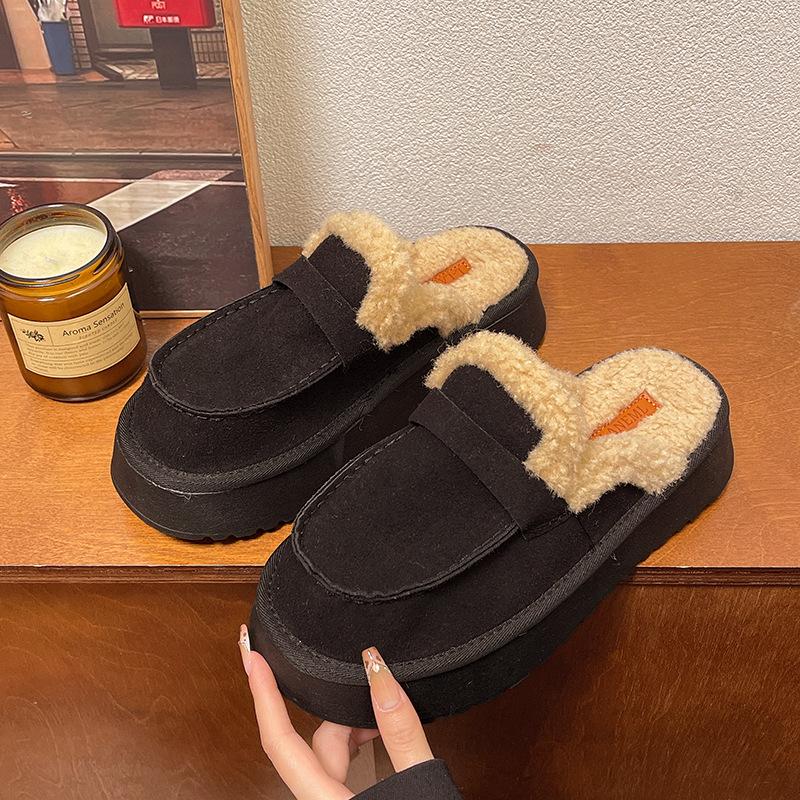 Women's Slippers Winter Cotton Casual Flats Platform Thick Bottom Comfortable Woolen Slippers Shoes for Women