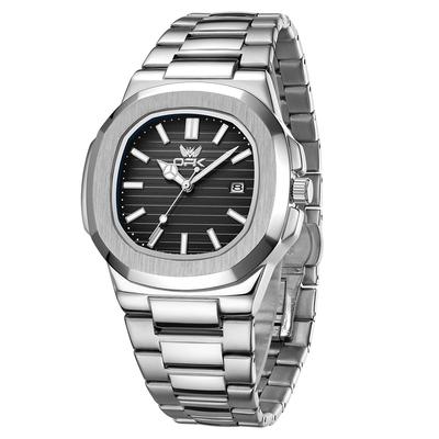 OPK Quartz Date Stainless Steel Suitable for Students and Business Comfortable Watch for Men's Watch, Square, Display, Waterproof, Luminous, Band,