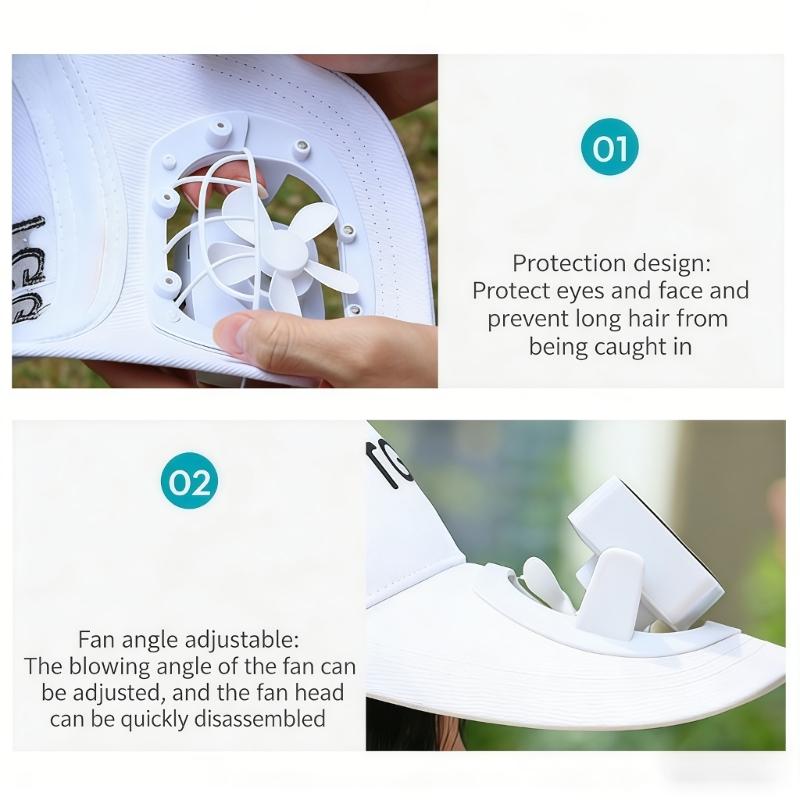 Adjustable Sun Hat Feature Solar Charging Build-in Cooling Fan Ideal For Beach Vacations And Camping Trip