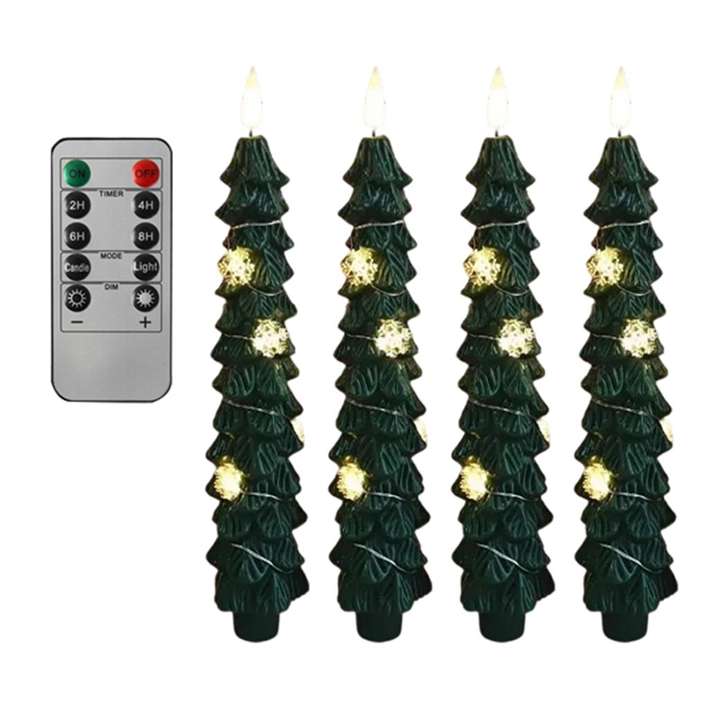 Christmas Collection Christmas Tree Flameless Tapers Candles 9.4 Battery LED Candles Glowing Branches Decor Remote Control