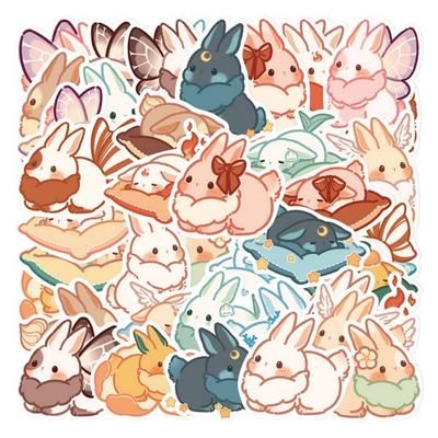 40Pcs/Set Cartoon Sticker Waterproof Self-Adhesive Rabbit Heat-resistant Non-fading Cheese Stationery Rich Pattern Notebook Sticker Supply