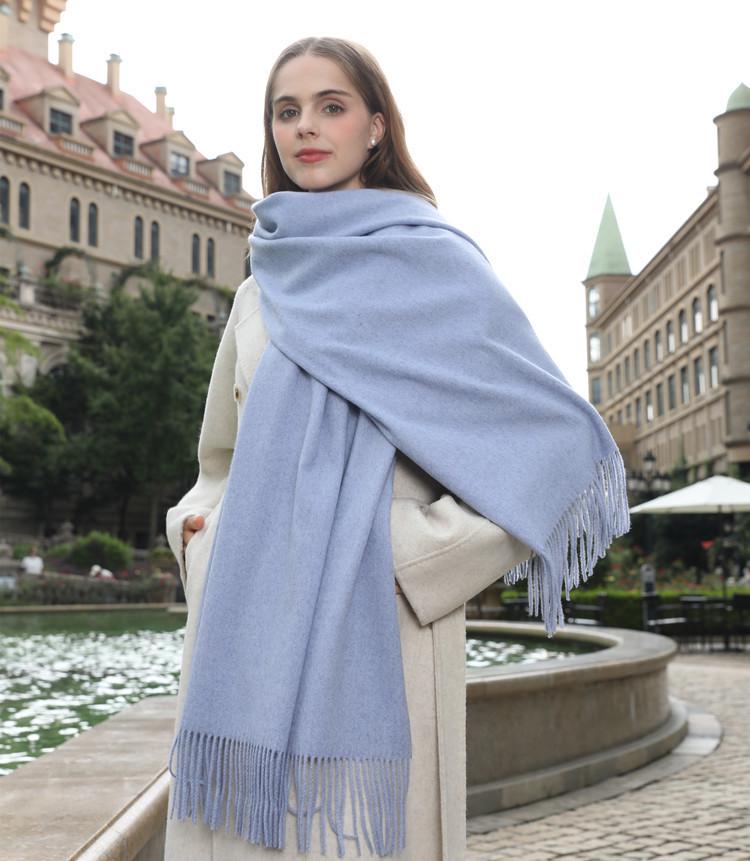High-End Wool Cashmere Scarf for Women & Men - Versatile Solid Color Shawl for Winter 2026