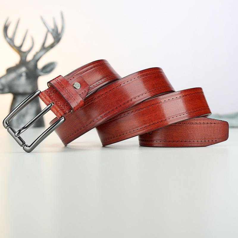 Men'S Belt Alloy Pin Buckle Casual Men'S First Layer Cowhide Belt Jeans