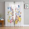 Easter Spring Colored Egg Bunny Sheer Tulle Window Curtains For Living Room Bedroom Kitchen Veiling Curtain Home Decoration