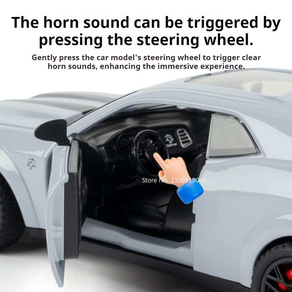 1:32 Challenger SRT Hellcat Toys Cars Models Alloy Diecast with Light Music Miniature Vehicle Wheel Pull Back Car Birthday Gifts