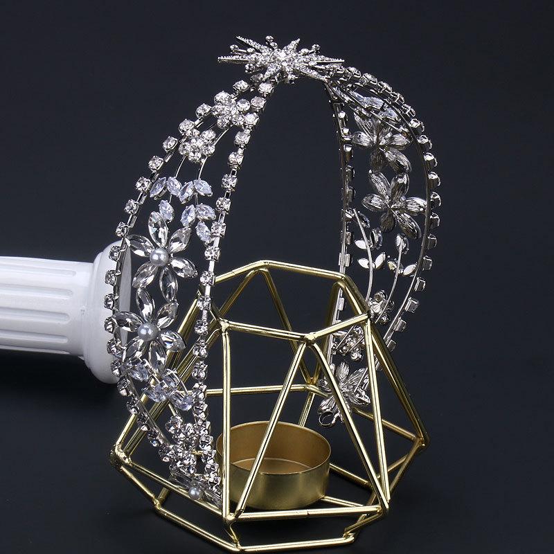 Starry Rhinestone Zircon Headband - Retro Bridal Crown Wedding Accessories