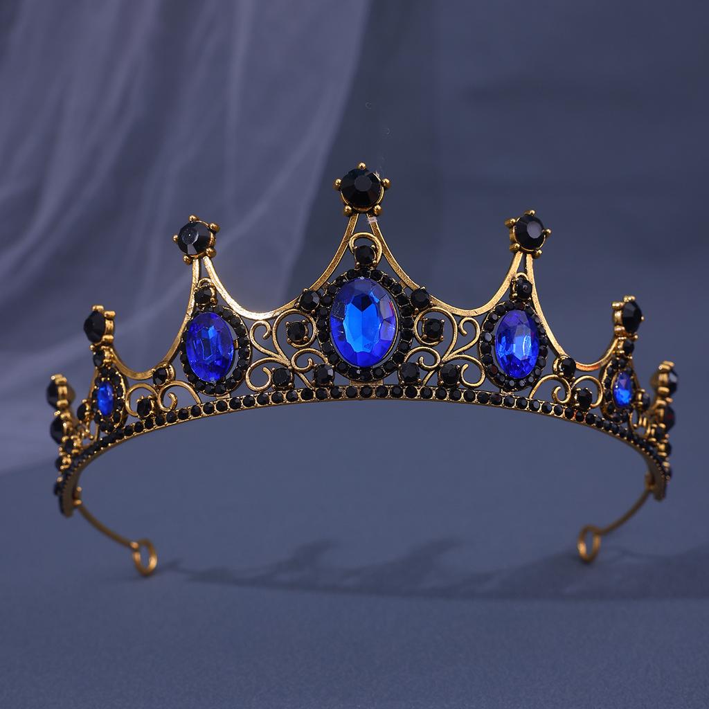 Retro Baroque Crown Tiara Alloy Rhinestone Princess Stage Performance Small Crown Accessories Bridal Jewelry