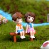 1Set Sweet Couple Diy Mini Miniature Figurine Garden Deco Seat Micro Landscape