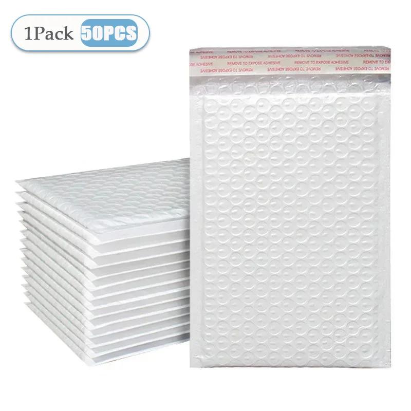

50/100 шт. Белые пакеты-конверты из пеноматериала для отправки подарков, самоклеящиеся почтовые отправления, мягкие почтовые конверты с пузырьковой почтовой сумкой, пакеты S