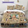 One Piece Poster Pattern Bedding Quilt Set Quilt Cover Pillowcase Home Birthday Gift(1 * Duvet Cover + 2 * Pillowcase, Without Core)
