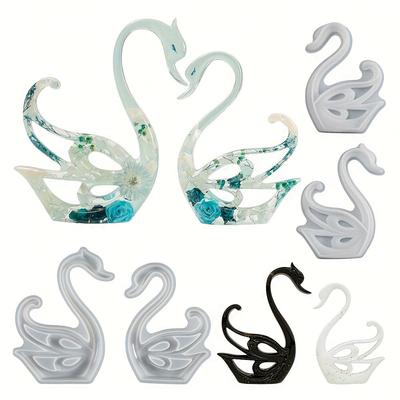 1 Stück Kristall Epoxid DIY Harz Aromatherapie Gips Schleifwerkzeug Schwan Links und Rechts Ornamente Tisch Silikonform