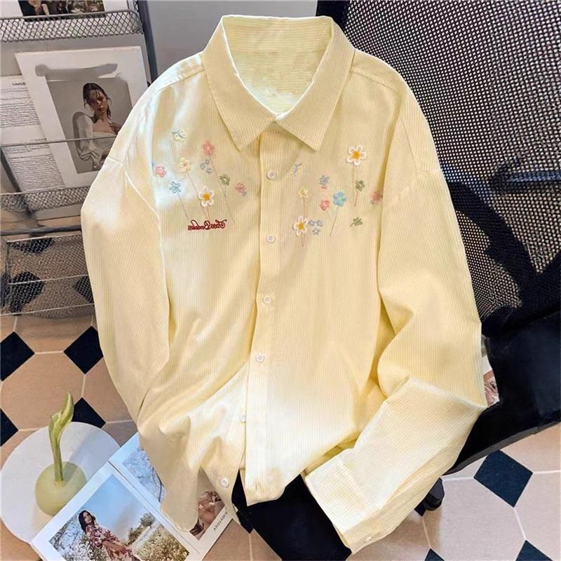 Printed women's shirt-fashionable button design-loose casual shirt