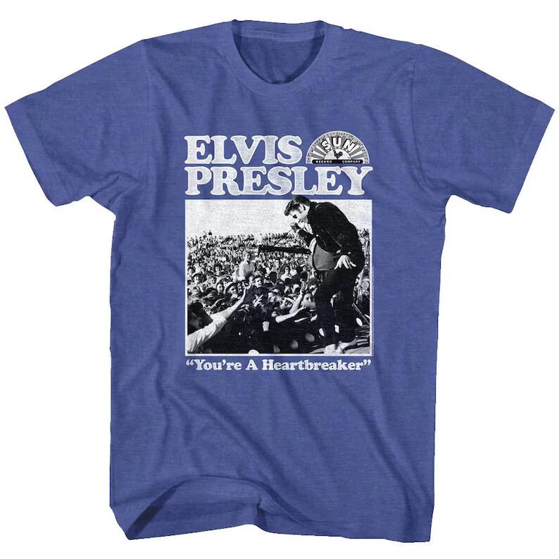 

New Elvis Presley Sun Records Heartbreaker Royal Heather Adult T-Shirt M
