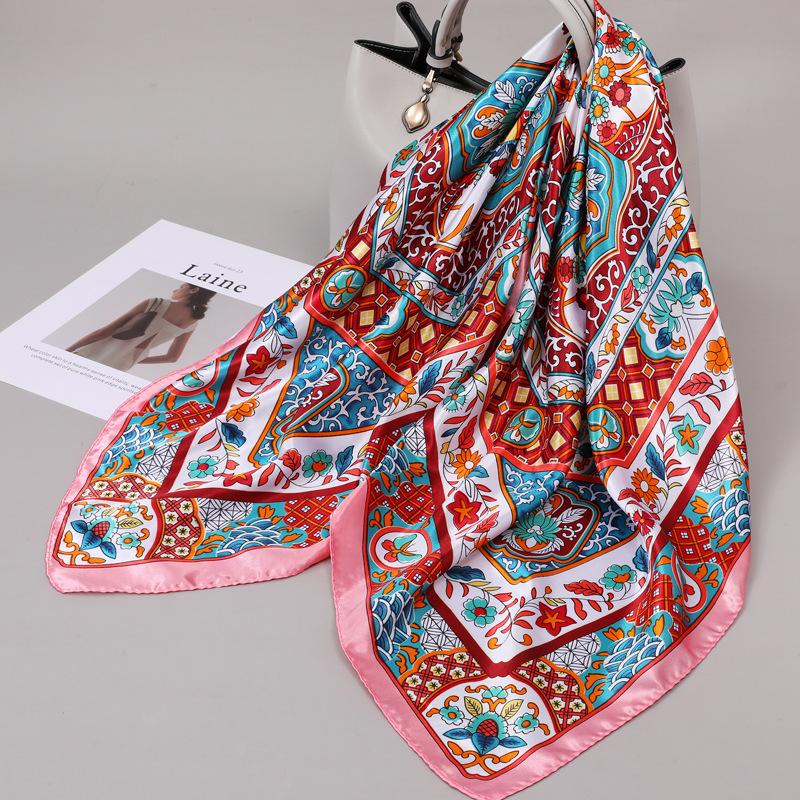 90 Square Scarves, Silk Scarves, Women's New Spring and Summer High-end Sense Versatile, Thin Scarves, Shawls Outside