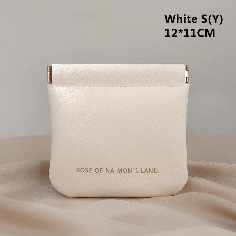 1Pc Mini Lipstick Key Jewelry Cosmetic Bag Women Portable Automatic Closing Makeup Storage Bag Pouch PU Earphone Coin Handbag